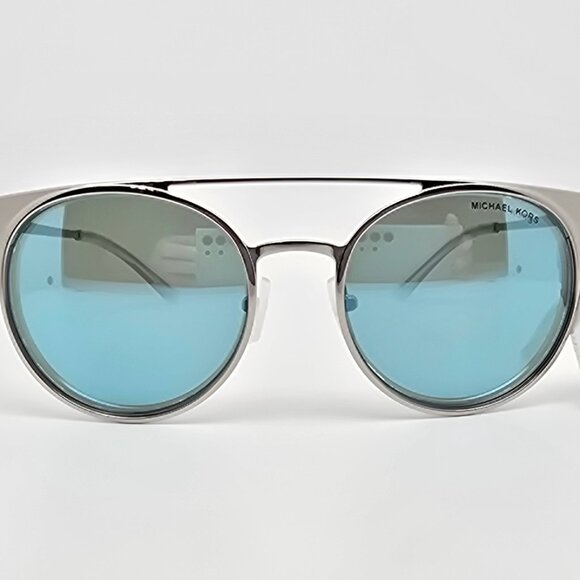 Michael Kors MK1030 113725 Grayton Silver Frame Teal Mirror Aviator Sunglasses - Picture 2 of 14